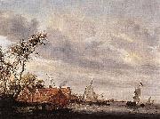 Salomon van Ruysdael River Scene with Farmstead oil painting reproduction